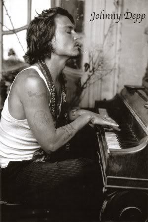Johnny Depp Piano Picture. I think he is so sexy,