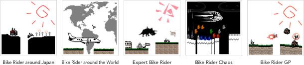 Screenshot showing the original Japanese mobile versions of Bike Rider