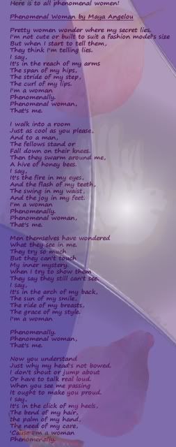 phenomenal woman poem. Phenomenal woman