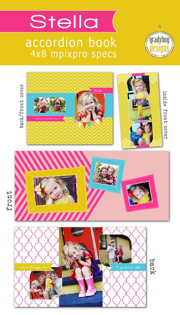 Stella Accordion Book Gradybug Designs | Templates for Photographers | Accordion Album