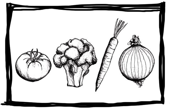 eat your veggies! drawings by Leiah of RubyBows.blogspot.com