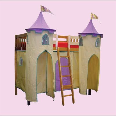 Princess Toddler  Rails on Wood   Mid Height Play Bunks With Interchangable Fabric Coverings
