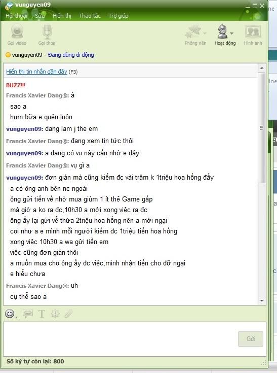 Anh em cẩn thận bị lừa đảo qua YM - mình suýt bị lừa