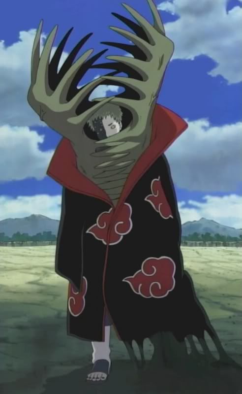 (To Tobi about joining Akatsuki) Black side: "Idiot, it&squot;s not that simple.