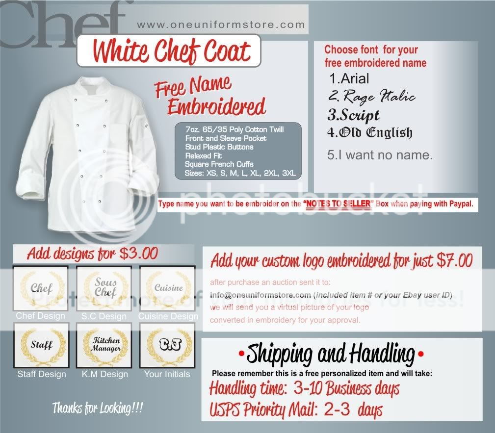 Chef coat,chef uniforms,white jacket,kitchen uniforms,chef apparel 