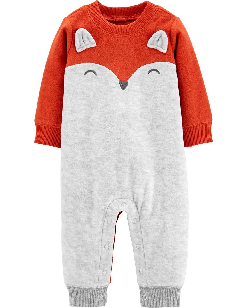 NWT Carters Fox Baby Boys Fleece Romper Jumpsuit 6 9 12 18 24 Months