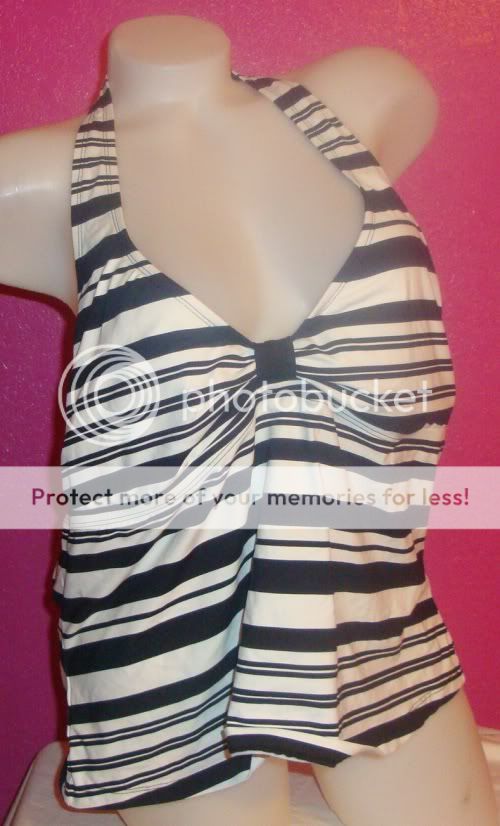 Jag Striped Halter Swimsuit Tankini Tank Top 20 Black  