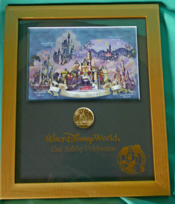 DISNEY WORLD 2005 COLLECTIBLE 5 PARKS FRAMED PRINT COIN 50 YEAR ...