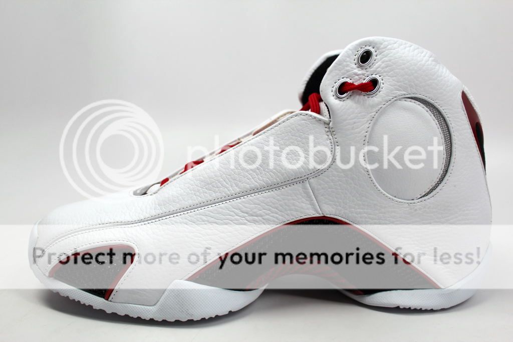 new mens nike air jordan xxi 21 white/ red-metallic silver sz